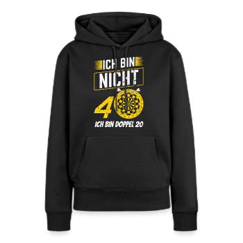 Dart Ich bin nicht 40 Doppel 20 Dart Geburtstag - Frauen Premium Bio Hoodie - Schwarz - Vorne - Julia (174cm)
