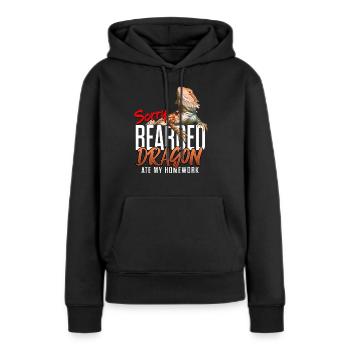 Dragon barbu a mangé mes devoirs - Sweat à capuche Premium bio Femme - noir - Devant - Julia (174cm)