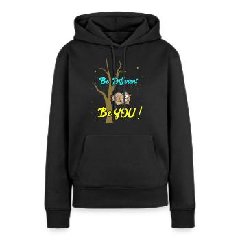 Soyez différent - soyez vous - Sweat à capuche Premium bio Femme - noir - Devant - Julia (174cm)