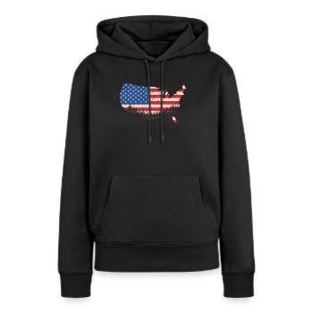 Amérique - Sweat à capuche Premium bio Femme - noir - Devant - Julia (174cm)