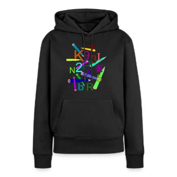 Conception de souris Fleda: lettres, chiffres et stylos - Sweat à capuche Premium bio Femme - noir - Devant - Julia (174cm)