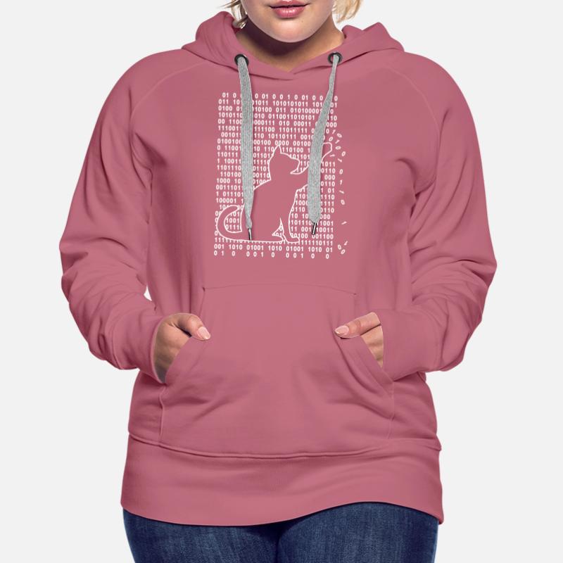 Cat in the system Cat plays with binary code Women’s Premium Organic Hoodie