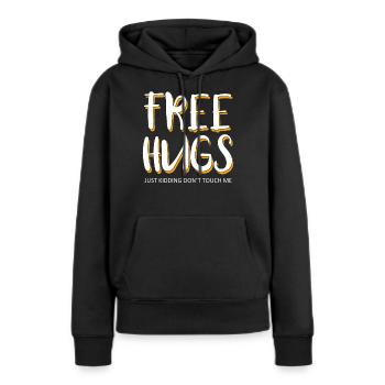 Câlins Saint Valentin Free Hug câlins - Sweat à capuche Premium bio Femme - noir - Devant - Julia (174cm)