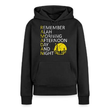 Ramadan Islam croyance islamique cadeau musulman - Sweat à capuche Premium bio Femme - noir - Devant - Julia (174cm)