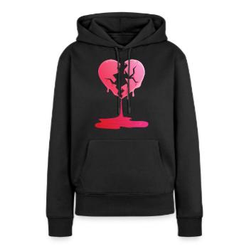 coeur brisé - Sweat à capuche Premium bio Femme - noir - Devant - Julia (174cm)