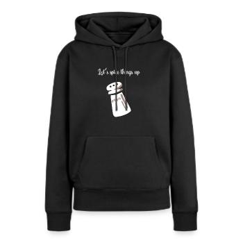 Salz und Pfeffer Valentinstag Geschenk Pfeffer - Frauen Premium Bio Hoodie - Schwarz - Vorne - Julia (174cm)