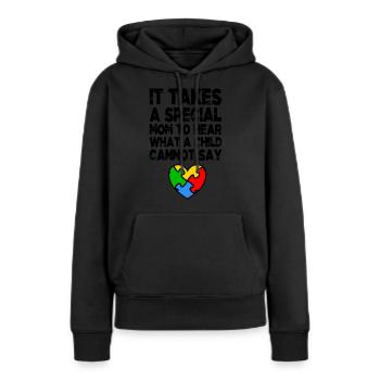 AUTISM SPECIAL MOM Cadeau de sensibilisation à l'autisme - Sweat à capuche Premium bio Femme - noir - Devant - Julia (174cm)