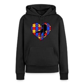 AUTISM AWARENESS DINO autisme cadeau autiste - Sweat à capuche Premium bio Femme - noir - Devant - Julia (174cm)