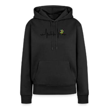 AUTISM HEARTBEAT Cadeau de sensibilisation à l'autisme - Sweat à capuche Premium bio Femme - noir - Devant - Julia (174cm)