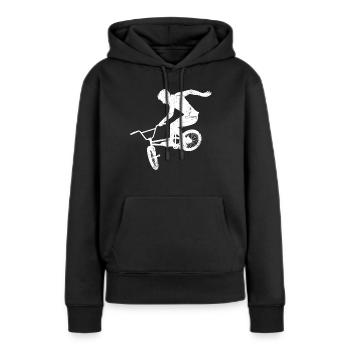 BMX - Sweat à capuche Premium bio Femme - noir - Devant - Julia (174cm)
