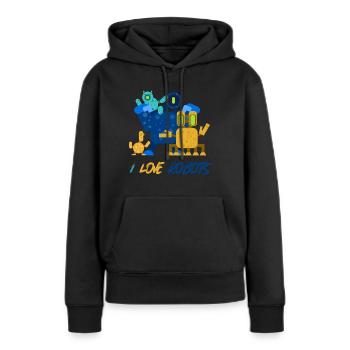 Robots Robots robots - Sweat à capuche Premium bio Femme - noir - Devant - Julia (174cm)