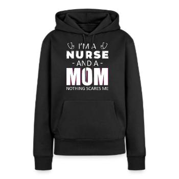 Infirmière infirmière - Sweat à capuche Premium bio Femme - noir - Devant - Julia (174cm)