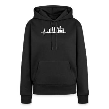 Opérateur de machine de découpe Evolution - Sweat à capuche Premium bio Femme - noir - Devant - Julia (174cm)