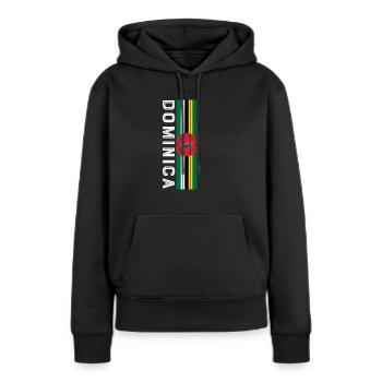 dominica Landesfarbe in Streifen - Frauen Premium Bio Hoodie - Schwarz - Vorne - Julia (174cm)