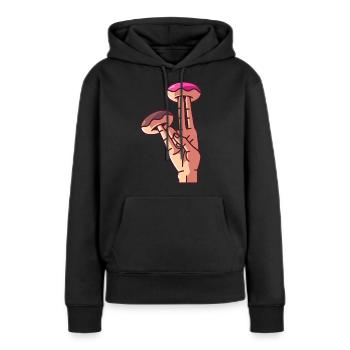 2 dans le rose 1 dans le beignet puant - Sweat à capuche Premium bio Femme - noir - Devant - Julia (174cm)