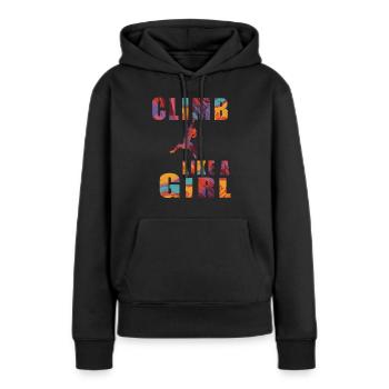 Climb like a girl women climbing climbing hall - Women’s Premium Organic Hoodie - black - Front - Julia (174cm)