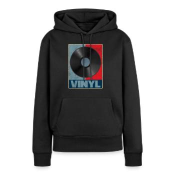 Disque phonographe en vinyle Vintage Musique Rétro DJ Cadeau - Sweat à capuche Premium bio Femme - noir - Devant - Julia (174cm)