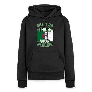 Algerien - Frauen Premium Bio Hoodie - Schwarz - Vorne - Julia (174cm)