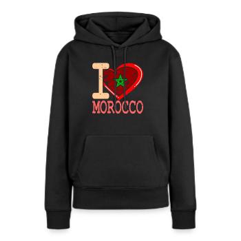 Marokko - Frauen Premium Bio Hoodie - Schwarz - Vorne - Julia (174cm)