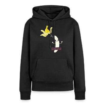 Censored Zensiert Banane - Frauen Premium Bio Hoodie - Schwarz - Vorne - Julia (174cm)