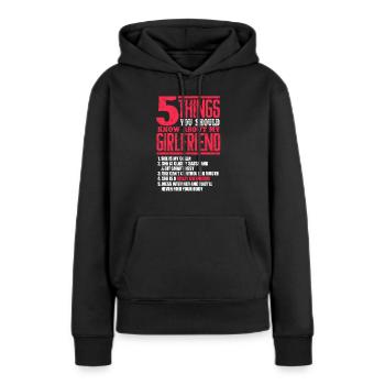 petite amie - Sweat à capuche Premium bio Femme - noir - Devant - Julia (174cm)