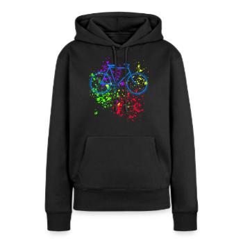 Fahrrad Motiv Radsport Motiv Vintage Retro - Frauen Premium Bio Hoodie - Schwarz - Vorne - Julia (174cm)
