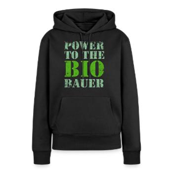 Bio Biobauer Grün Hell - Frauen Premium Bio Hoodie - Schwarz - Vorne - Julia (174cm)