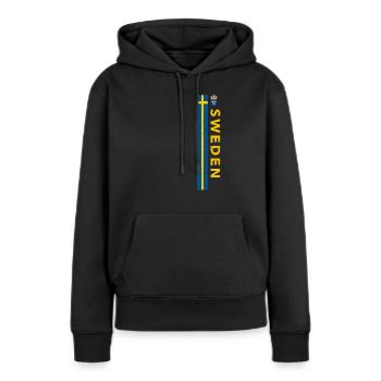 Suède - Sweat à capuche Premium bio Femme - noir - Devant - Julia (174cm)