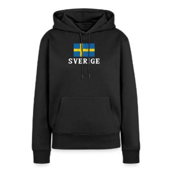 Suède - Sweat à capuche Premium bio Femme - noir - Devant - Julia (174cm)