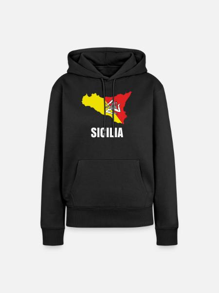 Sicilia sud Italia - Felpa con cappuccio ecologica premium da donna - nero