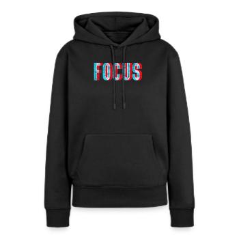 Techno - Sweat à capuche Premium bio Femme - noir - Devant - Julia (174cm)