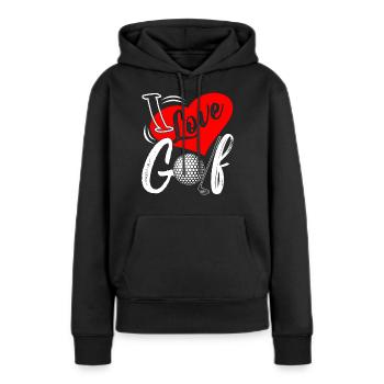 Ich liebe Golf Lustiges Golf-Shirt - Frauen Premium Bio Hoodie - Schwarz - Vorne - Julia (174cm)