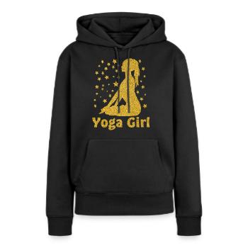 Vêtements de yoga fille de yoga pour femmes et filles - Sweat à capuche Premium bio Femme - noir - Devant - Julia (174cm)