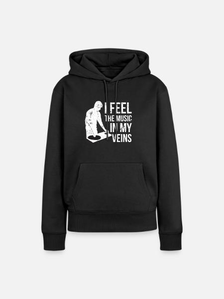 DJ - Frauen Premium Bio Hoodie - Schwarz