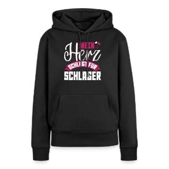 Amour Schlager - Sweat à capuche Premium bio Femme - noir - Devant - Julia (174cm)