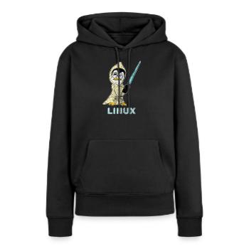 Nerd Linux informaticien développeur de logiciels Linux - Sweat à capuche Premium bio Femme - noir - Devant - Julia (174cm)