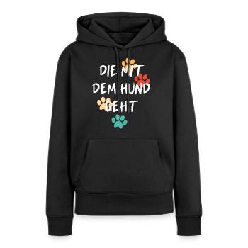 die mit den hunden geht - Frauen Premium Bio Hoodie - Schwarz - Vorne - Julia (174cm)
