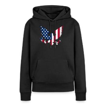 American Eagle Fleur-de-lis Flag French American 4 - Sweat à capuche Premium bio Femme - noir - Devant - Julia (174cm)