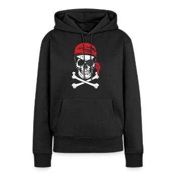Pirate - pirate avec cache-oeil - Sweat à capuche Premium bio Femme - noir - Devant - Julia (174cm)