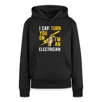 Électricien électricien - Sweat à capuche Premium bio Femme - noir - Devant - Julia (174cm)