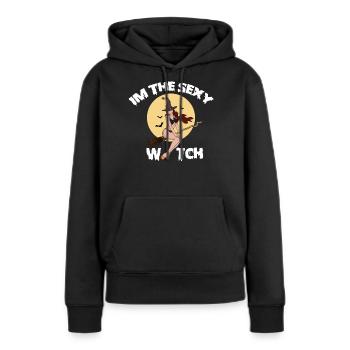Im The Sexy Witch Ich bin ein sexy Hexe Besen Mond - Frauen Premium Bio Hoodie - Schwarz - Vorne - Julia (174cm)