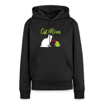 Autisme Chat Down Syndrome Mère Autiste - Sweat à capuche Premium bio Femme - noir - Devant - Julia (174cm)