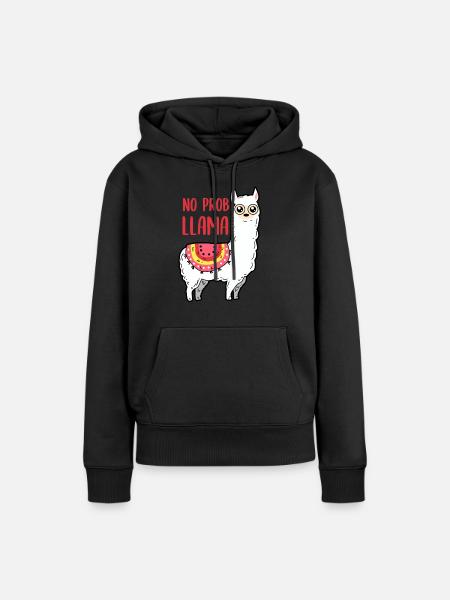 Lama - No Prob Llama - Frauen Premium Bio Hoodie - Schwarz