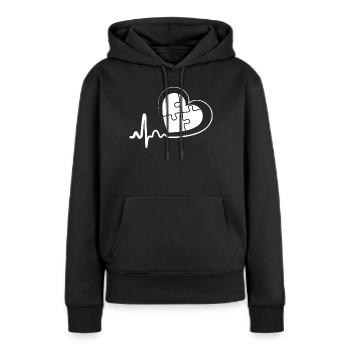 Sensibilisation à l'autisme Sensibilisation à l'autisme Rythme cardiaque - Sweat à capuche Premium bio Femme - noir - Devant - Julia (174cm)
