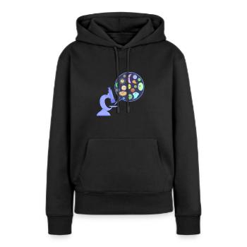Germes au microscope - Sweat à capuche Premium bio Femme - noir - Devant - Julia (174cm)