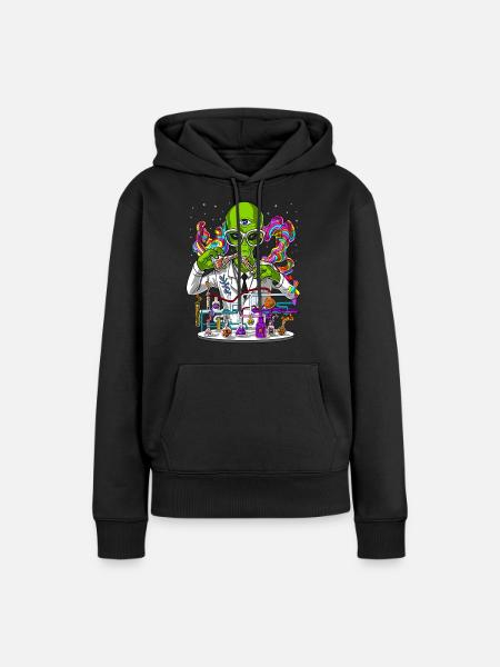 Alien Psychedelic Scientist - Frauen Premium Bio Hoodie - Schwarz