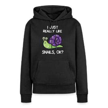 J'aime vraiment les escargots, d'accord? - Sweat à capuche Premium bio Femme - noir - Devant - Julia (174cm)
