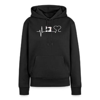Couturière à coudre à la main à tricoter à la main des années 50 - Sweat à capuche Premium bio Femme - noir - Devant - Julia (174cm)