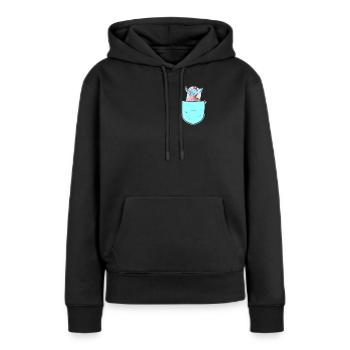 Licorne sac doigt du milieu femme cadeau licorne - Sweat à capuche Premium bio Femme - noir - Devant - Julia (174cm)