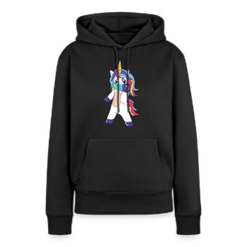 Licorne à distance sociale - Sweat à capuche Premium bio Femme - noir - Devant - Julia (174cm)